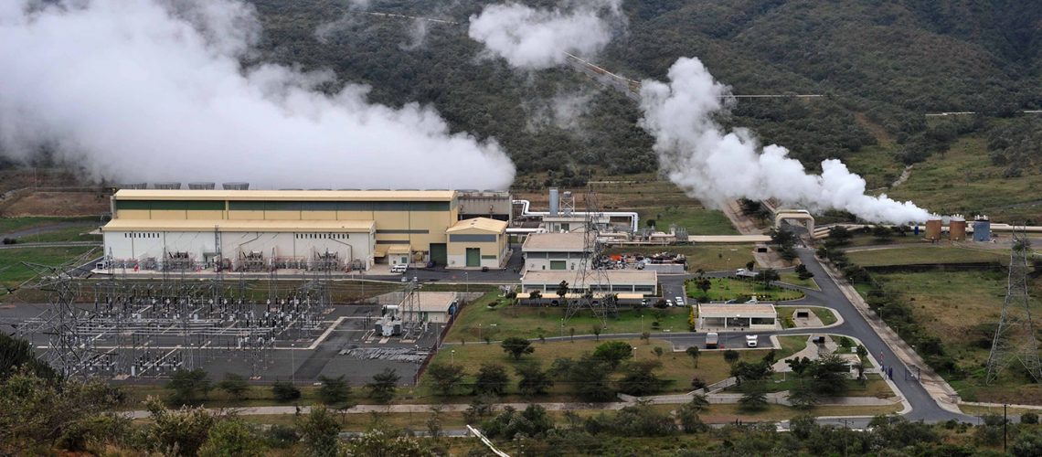 (100903) -- NAIROBI, Sept. 3, 2010 (Xinhua) -- The Olkaria geothermal power plant is seen in Rift Valley Province of Kenya, on Aug. 29, 2010. Seventy percent of the drilling work to create new geothermal steam wells in Olkaria geothermal power plant has been done. The new wells are expected to produce 280 megawatts of electricity within the next two years. About 33 steam wells have been drilled in Kenya since the exploitation of geothermal energy began in 1981. Kenyan has the potential geothermal of 7,000 megawatts. (Xinhua/Zhao Yingquan) (zw)
